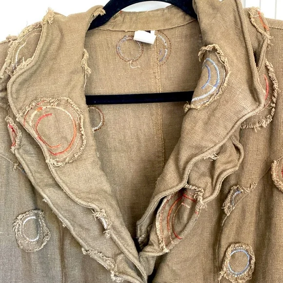 Sassy Linen Distressed Duster, Medium, Boutique Brand, Taupe - Picture 6 of 6
